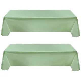 137 * 274cm Tischdecke Einweg Papiertischdecken Rolle Salbei Grün,2 Stück Kunststoff Party Tischdecken Papiertischdeck Roll wasserdichte Tischtuch für Weihnachten,Party,Kindergeburtstag,Hochzeiten