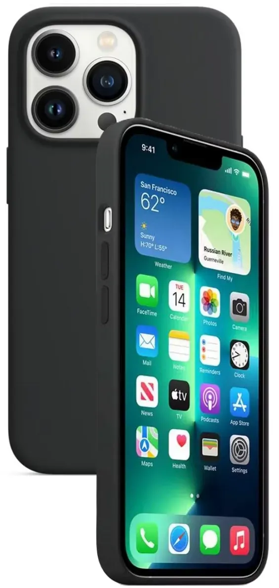Silikon Tasche Case für Apple iPhone 13 Pro Mitternacht, Midnight MagSafe Model A2707 #MM2G3FE/A