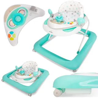 Kinderfahrzeug Lernrad Lauflernhilfe Spielcenter Gehfrei Gehhilfe Baby Walker Babyschaukel (Hellblau)