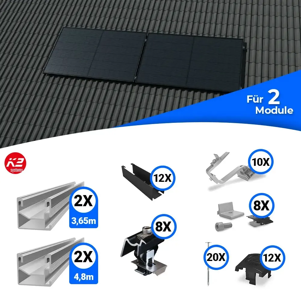 K2 Systems Quermontage Schrägdach Kreuzverbund Montageset für 2 Module - 0% MwSt. (Angebot gemäß § 12 Abs. 3 UStG)