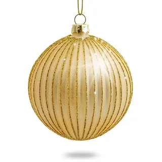 SIKORA Highlights 4er Set ausgefallene Christbaumkugeln aus Glas Gold Größe:8 cm, Farbe/Modell:Modell Helsinki Gold,