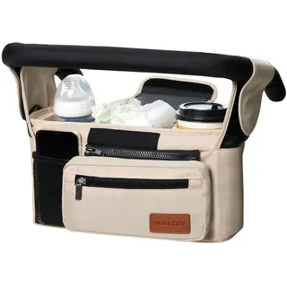 Kinderwagen Organizer Universal mit Isolierten Getränkehalter/Becherhalter, Momcozy Buggy Kinderwagentasche Baby Zubehör mit Reißverschlusstasche, Schultergurt und Stauraum für Windeln&Handys