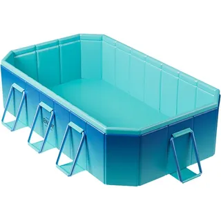Wttagkl Faltbarer Familienpool Planschbecken – Zusammenklappbares Schwimmbecken für Haustiere & Erwachsene, Nicht Aufblasbarer Hundepool + Tragbare Badewanne mit Schnell-Entfaltung,3 Meters