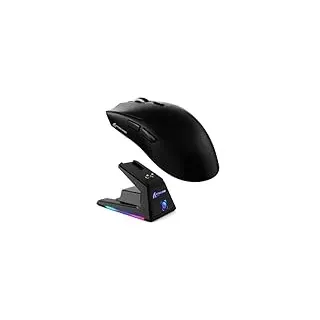 MAMBASNAKE x Attack Shark X1 Leichtgewicht FPS-Gaming-Maus mit Ladestation, 49g Ultralight, 40K DPI PAW3395 PRO-Sensor, 1000Hz Abfragerate, BT/2,4G Wireless/Wired Office-Maus für PC/Mac - Schwarz