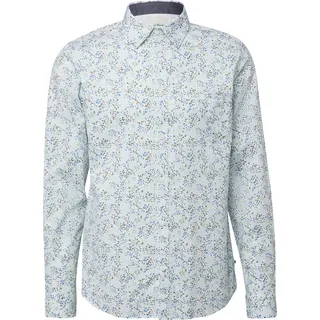 s.Oliver Slim Fit: Langarmhemd mit All-over-Print und Kentkragen - weiß|mehrfarbig - L