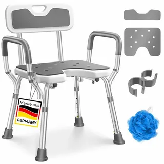 Kesser Duschhocker mit Lehne höhenverstellbar 38-54cm 150KG grau/weiß