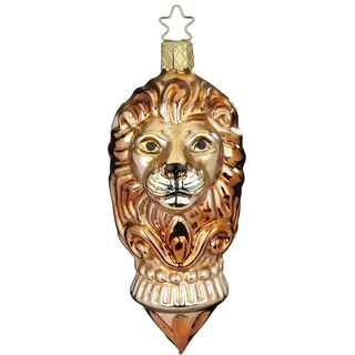 Christbaumschmuck Löwe 12,5cm mundgeblasenes Glas handbemalt - Weihnachtsbaumschmuck Wildkatze Gold Braun - Weihnachtsdeko Anhänger Zootiere - Weihnachtskugeln & Glasfiguren Tiere