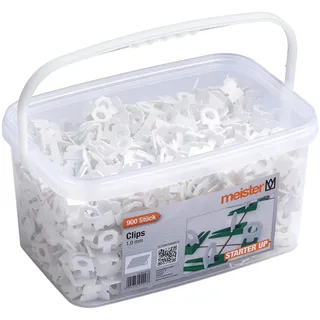 Conmetall Meister Clips für Nivelliersystem "Starter"- Ersatzclips 900 Stück-1,0 mm Laschenstärke - Fliesendicke 7-15 mm - Passend zu Meister Abstandshalter "Starter"/Fliesen-Nivellierhilfe/Verlegehilfe/4427750