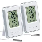 2er-Set digitale Innen- und Außen-Thermometer mit Uhrzeit, LCD-Display