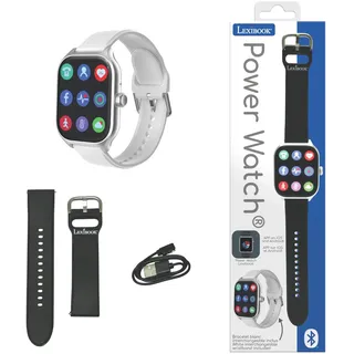 Lexibook, Power Watch, Montre connectée Compatible iOS et Android, Reçoit des appels et Notifications, Coach Sportif avec 7 Modes d'exercice, Suivi de santé Complet, Assistant Vocal, DMW075