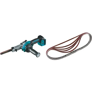 Makita DBS180Z Akku-Bandfeile 18 V (ohne Akku, ohne Ladegerät) & Schleifbänder 9 x 533 mm für Holz Metall/Stückzahl: 5/Körnung: 60 p-43