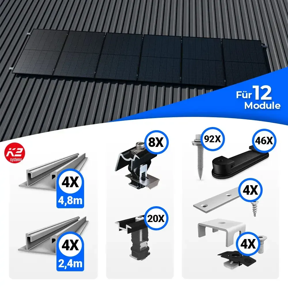 K2 Systems Trapezblech Montageset für 12 Module - 19% MwSt.