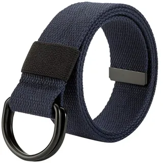 HotYou Militär Leinwand Gürtel, Stoffgürtel Outdoor Jeansgürtel für Damen und Herren mit Doppel D-ringe Schnalle,Dark Blue,Breite: 3.8 CM,Länge:130 CM - 130 CM für Taille < 106CM