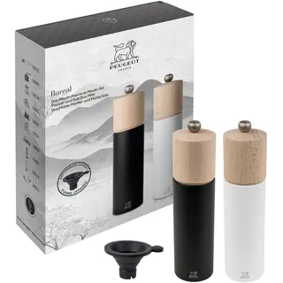 Peugeot Geschenk-Set BOREAL 21 cm Pfeffermühle schwarz Salzmühle weiß + Trichter