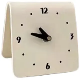SIXRUN Tischuhr, Desktop-Uhr, Schlicht, Modern, Leises Uhrwerk, Metall-Schreibtischuhr, Ornament für Schlafzimmer, Nachttisch, Wohnzimmer, Zuhause (Cremeweiß)