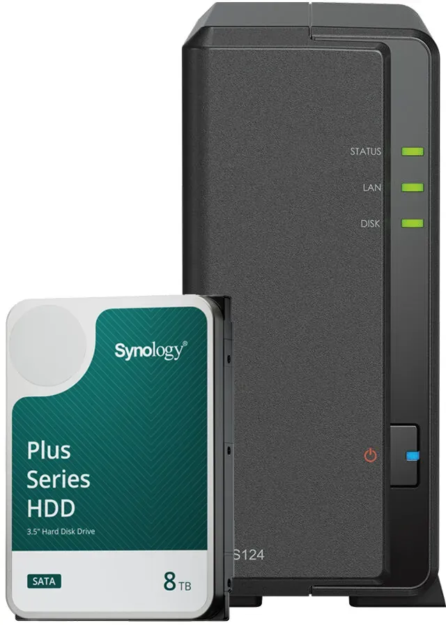 Synology DS124 8TB Plus HDD NAS-Bundle NAS inkl. 1x 8TB Synology Plus 3.5 Zoll SATA Festplatte