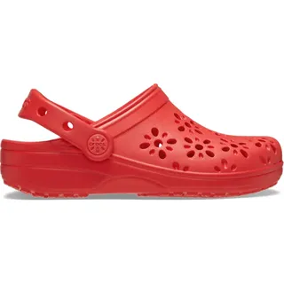 Crocs Classic Floral Cut Out Clog K Clog, Cherry Red, 30/31