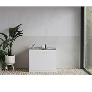 Respekta Miniküche Levin  (100 cm, Weiß, Kochfeld)