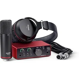 Focusrite Scarlett Solo Studio 4. Gen USB-Audio-Interface für Songwriter, Gitarristen, Sänger und Produzenten, mit Kondensatormic und Kopfhörer für Aufnahme, Komposition, Streams und Podcast