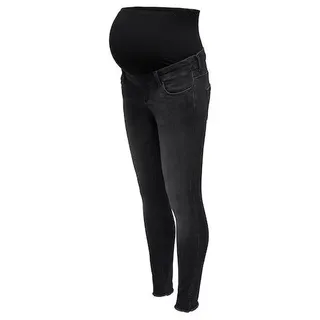 ONLY MATERNITY Umstandsjeans OLMBLUSH MID SK ANK RW DNM REABOX NOOS mit Destroyed Effekt schwarz M (38)