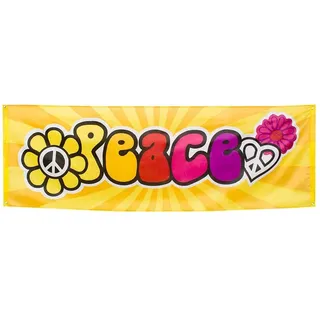 Boland 44503 - Banner Peace, Größe 74 x 220 cm, Frieden, Blume, Flower Power, Mehrfarbig Polyester, Banner, Dekoration, Mottoparty, Hängedekoration