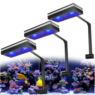 PopBloom RL180 WiFi Meerwasser LED 180W, Salzwasser LED Beleuchtung für Reef Coral Fish Wasserpflanzen Salzwasser Aquarium,APP unterstützt Deutsch (3 Lampen mit Montagearm-kit)