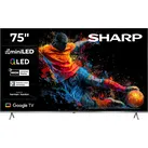 SHARP QLED Mini LED-Fernseher "4T-C75JPx", Energieeffizienz: E (A-G), schwarz (silber), 75 ′′, Fernseher
