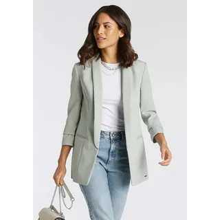 Longblazer LAURA SCOTT, Damen, Gr. 36, grün (mint), Web, Obermaterial: 90% Polyester, 10% Elasthan. Futter: 100% Polyester, feminin, figurbetont hüftbedeckend, 3/4-Ärmel, Blazer, mit gerafften Ärmeln