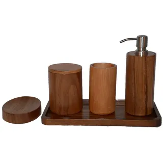 houseproud Badaccessoire-Set Holz Beige
