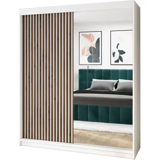 A&J MöbelLand Schwebetürenschrank MIT 120 x 215 x 59,5 cm Weiß