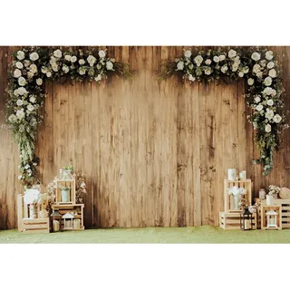 MIRRORANG 3x2m Hochzeit Hintergrund für Fotografie Geheimer Garten Hintergrund Rustikales Holz Hochzeitstag Fotostudio Zubehör Blumen Fotowand Hintergrund
