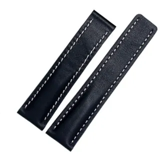 Richie strap 22 mm / 24 mm Leder-Uhrenarmband, Faltschließe, Schnalle für Breitling Superocean Héritage, Blau (ohne Schnalle), 24 mm, Armband