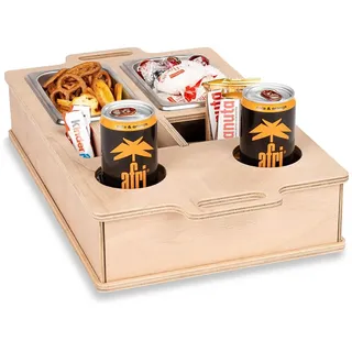 Yawdil Couchbar, Sofa-Organizer auf den Beistelltischen, Couchtisch, Couchbar, Holz, Biergeschenke für Männer, Sofatablett mit zwei Snackschalen und mehreren Aufbewahrungsplätzen