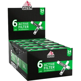 Gizeh Active Tips – Aktivkohlefilter mit Keramikkappen – 10 x 34 Filter