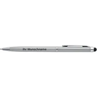 Touchpen Kugelschreiber mit Gravur / Farbe: grau/silbergrau