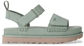 UGG für Damen. 1136783 Goldenstar aquamarinfarbene Ledersandalen (38), 1 bis 3 cm, Klettverschluss, Lässig, Grün, Türkis