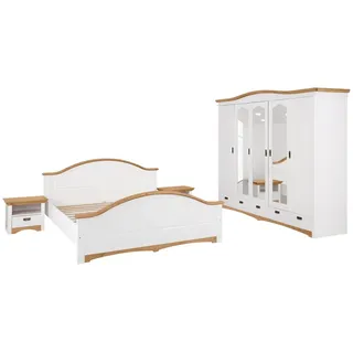 Home Affaire Schlafzimmer-Set »"Konrad", komplettes Schlafzimmer mit großem Schrank«, (Set, 4 tlg., Kleiderschrank 5 türig mit Schubladen, 2 Nachttische, Bett 180x200cm), mit 5-trg. Kleiderschrank, Bett 180/200 cm und 2 Nachttischen, gelb