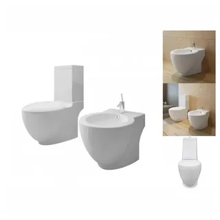 vidaXL Toiletten & Bidet Set Weiß Keramik