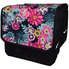 Aves-24 Fahrradtasche FAHRRADTASCHE Satteltasche Gepäckträgertasche Doppel Fahrrad 26" 28", 14. Duo Blumen (rosa) schwarz
