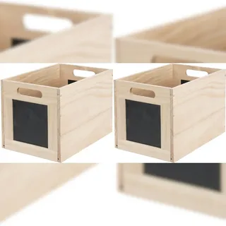2x Holzbox Aufbewahrungsbox Holzkiste 30x20cm Tafel Holz Organizer Küche