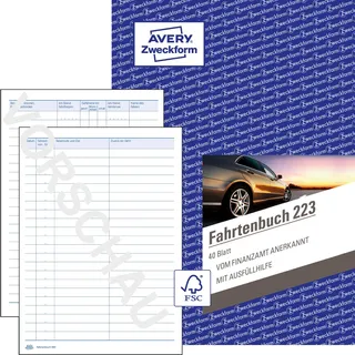 Avery Zweckform Fahrtenbuch Pkw mit Jahresabrechnung Formularbuch 223
