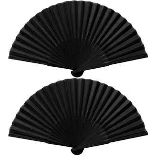 2 Stück Silk Handfächer Hochzeitsfächer Dekoration Faltfächer Folding Fans Hand Klappfächer Vintage Handheld Faltventilator Chinesischer Fächer schwarz für Männer Damen Hochzeit Party Geschenke