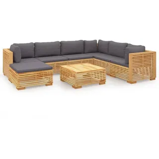 vidaXL 8-tlg Garten-Lounge-Set mit Kissen Massivholz Teak Modell 1