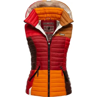 Navahoo Steppweste "Shadaa Multikulti", Damen, Gr. L (40), braun, Oberstoff: 100% Nylon. Futter: 100% Polyester. Wattierung: 100% Polyester, tailliert hüftbedeckend, Westen Steppweste, Ärmellose Damen Weste im Colourblocking-Stil und Kapuze