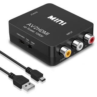 Amtake RCA auf HDMI Konverter, 1080P RCA Composite CVBS AV zu HDMI Video Audio Konverter Adapter für PS2/ Xbox/SNES/VHS/VCR Videorecorder DVD, Unterstützt PAL/NTSC mit USB-Netzkabel