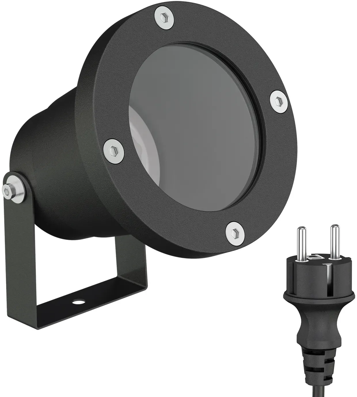 ledscom.de Gartenstrahler DUK für außen, IP65, Stecker, schwarz, 1x GU10 max. 15W