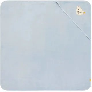 Steiff Badetuch mit Kapuze blau Celestial Blue, flauschig-weicher Frottee trocknet und verwöhnt zarte Haut, strapazierfähige Einfassungen, mit Kapuze für extra Wärme