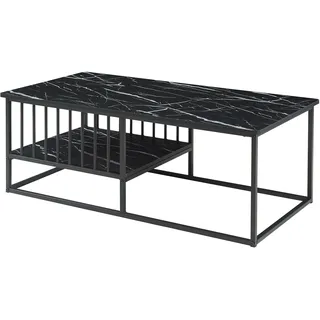 [en.casa] Couchtisch Raukurg 120x60x44 cm Marmoroptik, schwarz