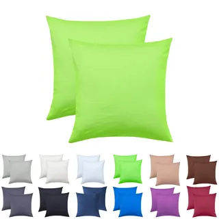 NatureMark 2er Set Jersey Kissenbezüge – Elastisch, weich, atmungsaktiv und hautfreundlich – Waschbare Kissenhülle - 40x40 - Apfel Grün