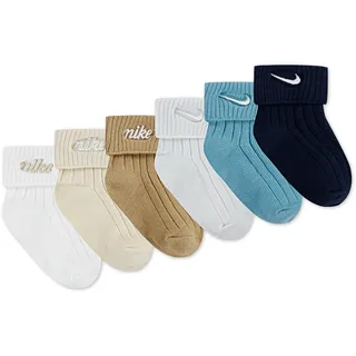 Nike Socken NIKE SPORTSWEAR "NHN 6PK RIB TURNCUFF INF SOCK für Kinder", Mädchen, Gr. 86/92 (13/24), blau (sail), Obermaterial: 62% Baumwolle, 34% Polyester, 4% Elasthan, Socken Socken, für Kinder